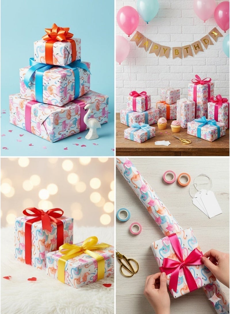 diu toyz Birthday Wrapping Paper Set of 6 Sheets 70cm x 50cm Each Colorful Flamingo Gift Wrap Paper Set for Kids Boys Girls Baby Shower Holidays Premium Present Wrap Party Wrapping Sheets Decorative Festive Gift Wrap for Celebrations Toddlers. - Image 3